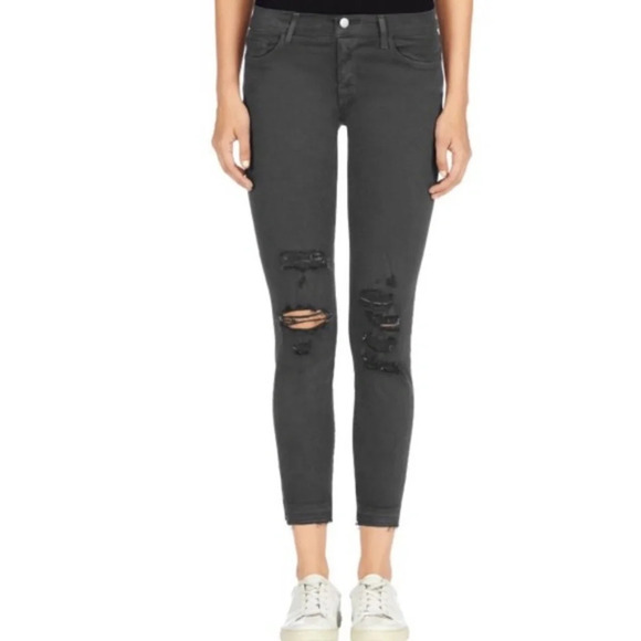 J Brand Denim - J Brand Demented Grey Distressed Stretch Jeans